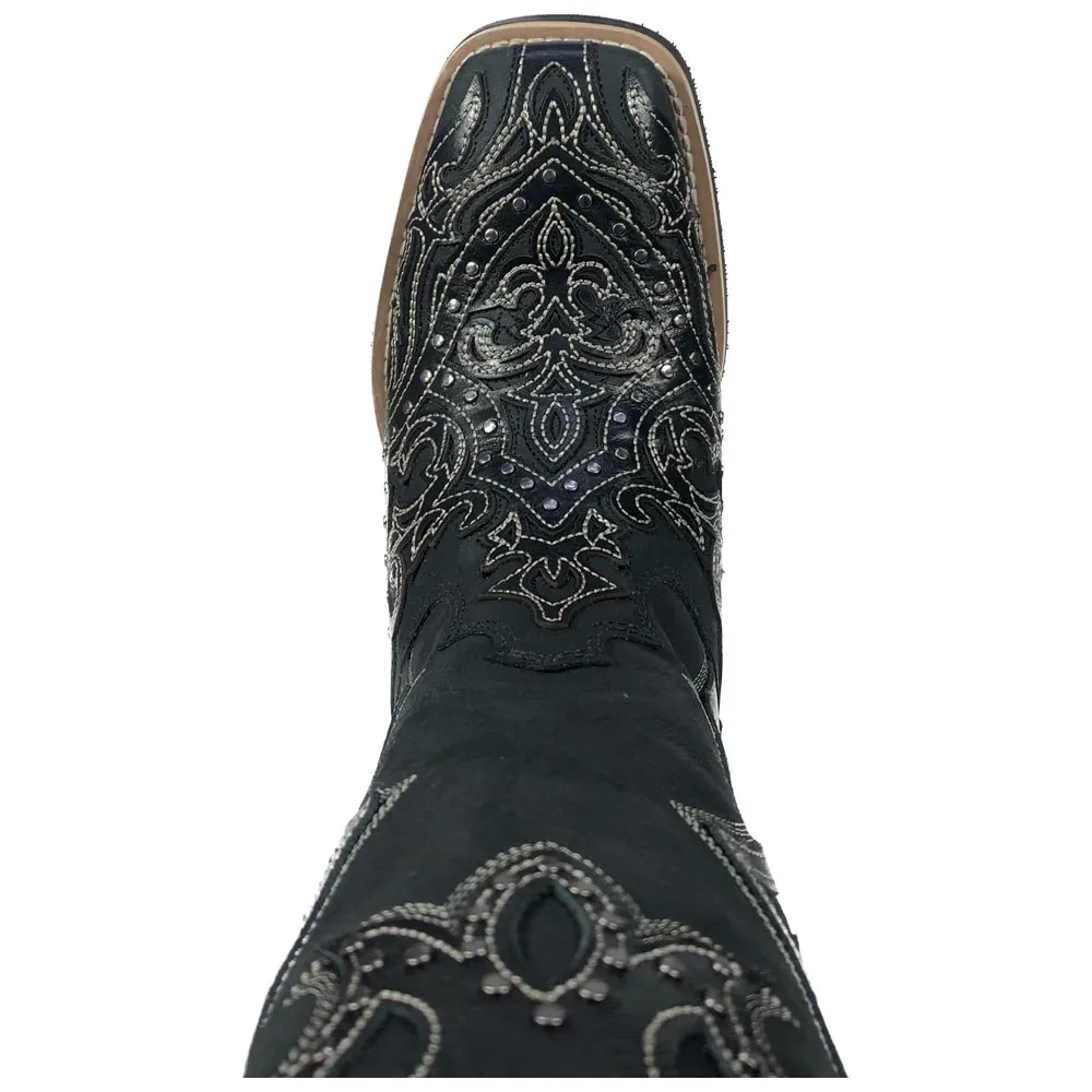 Bota Feminina Country Preta Bordada Bico Quadrado Vimar - Imagem 5