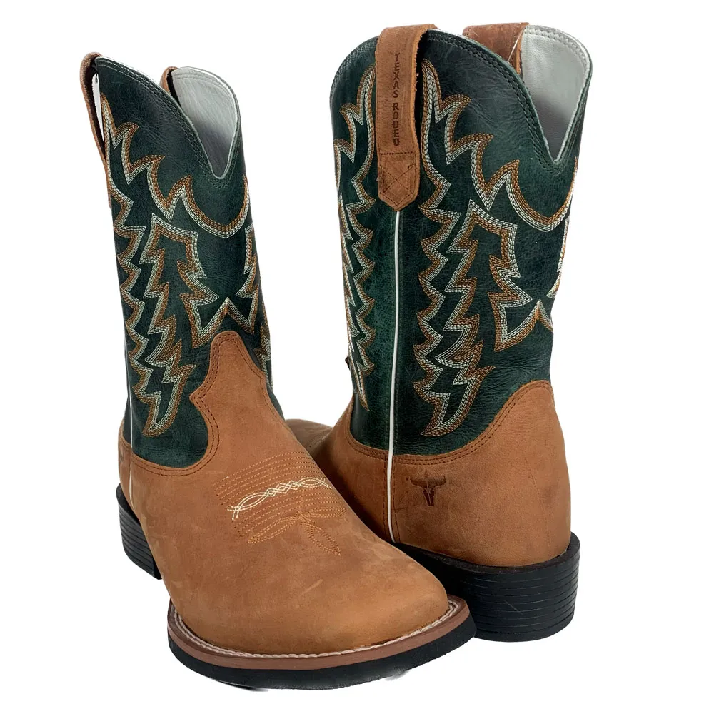 Bota Masculina Couro Bovino Bico Quadrado Texas Rodeo - Imagem 2
