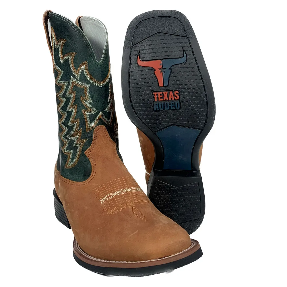 Bota Masculina Couro Bovino Bico Quadrado Texas Rodeo - Imagem 3