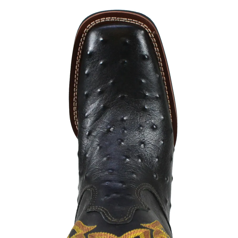 Bota Masculina Preta Couro Avestruz Bovino Texas Rodeo - Imagem 4