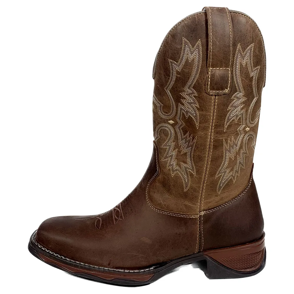 Bota Solado Jump Cafe Masculina Bico Quadrado Oklahoma Country - Imagem 3
